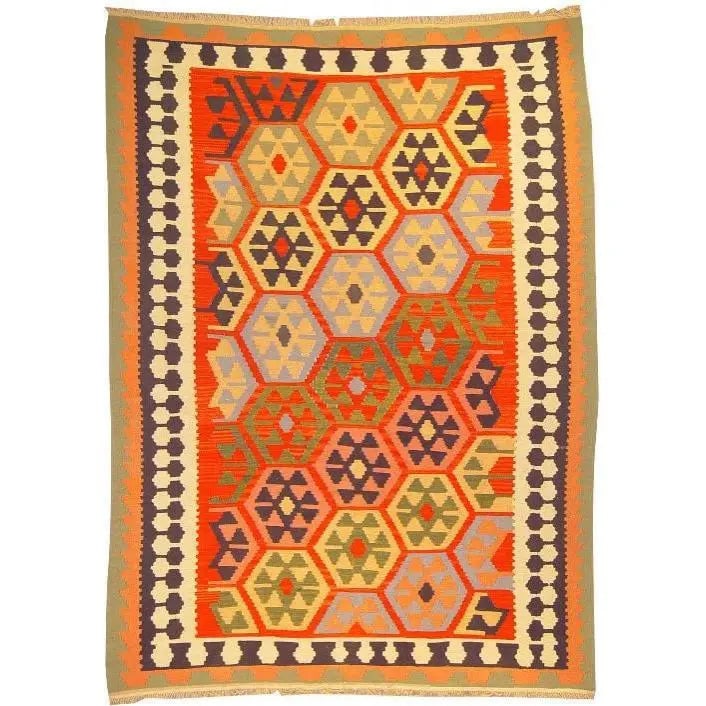 One Of The Kind Ardabil Persian Kilim 8'6" x 5'2": ABC Rugs Kilims Collection Ardabil Persian Kilim Collection And Modern Colorful Hand-Knotted Multi Area Kilim With Natural Wool And Cotton 8'6" X 5'2" Abck00119 Hand knotted and meticulously crafted b