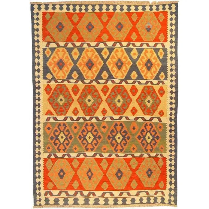 One Of The Kind Ardabil Persian Kilim 8'6" x 5'10": ABC Rugs Kilims Collection Ardabil Persian Kilim Collection And Modern Colorful Hand-Knotted Multi Area Kilim With Natural Wool And Cotton 8'6" X 5'10" Abck00150 Hand knotted and meticulously crafted 
