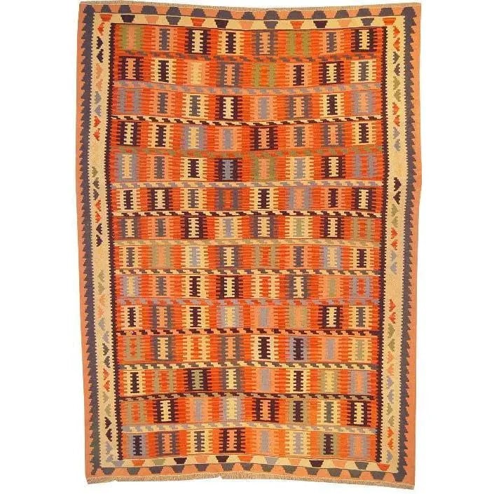 One Of The Kind Ardabil Persian Kilim 8'6" x 5'10": ABC Rugs Kilims Collection Ardabil Persian Kilim Collection And Modern Colorful Hand-Knotted Multi Area Kilim With Natural Wool And Cotton 8'6" X 5'10" Abck00138 Hand knotted and meticulously crafted 