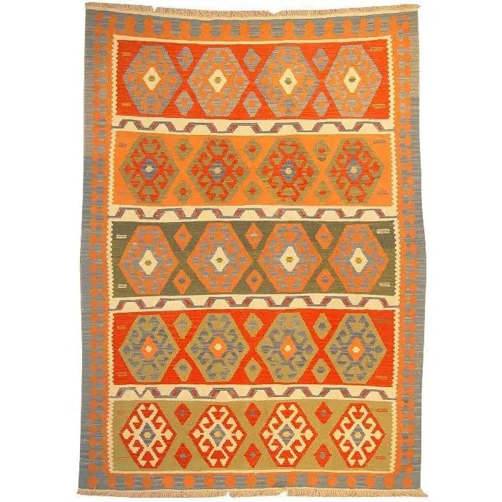 One Of The Kind Ardabil Persian Kilim 8'6" x 5'10": ABC Rugs Kilims Collection Ardabil Persian Kilim Collection And Modern Colorful Hand-Knotted Multi Area Kilim With Natural Wool And Cotton 8'6" X 5'10" Abck00124 Hand knotted and meticulously crafted 
