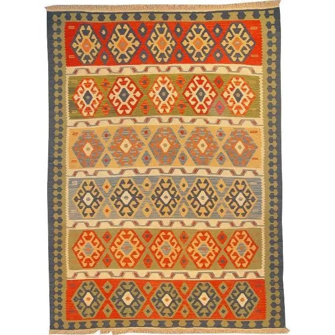 One Of The Kind Ardabil Persian Kilim 8'4" x 6'0": ABC Rugs Kilims Collection Ardabil Persian Kilim Collection And Modern Colorful Hand-Knotted Multi Area Kilim With Natural Wool And Cotton 8'4" X 6'0" Abck00112 Hand knotted and meticulously crafted b