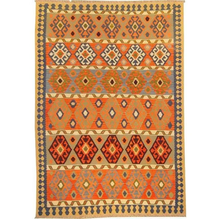 One Of The Kind Ardabil Persian Kilim 8'10" x 6'0": ABC Rugs Kilims Collection Ardabil Persian Kilim Collection And Modern Colorful Hand-Knotted Multi Area Kilim With Natural Wool And Cotton 8'10" X 6'0" Abck00172 Hand knotted and meticulously crafted 