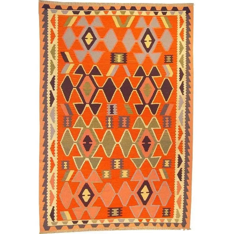 One Of The Kind Ardabil Persian Kilim 8'10" x 6'0": ABC Rugs Kilims Collection Ardabil Persian Kilim Collection And Modern Colorful Hand-Knotted Multi Area Kilim With Natural Wool And Cotton 8'10" X 6'0" Abck00167 Hand knotted and meticulously crafted 