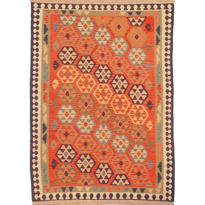 One Of The Kind Ardabil Persian Kilim 8'10" x 6'0": ABC Rugs Kilims Collection Ardabil Persian Kilim Collection And Modern Colorful Hand-Knotted Multi Area Kilim With Natural Wool And Cotton 8'10" X 6'0" Abck00158 Hand knotted and meticulously crafted 