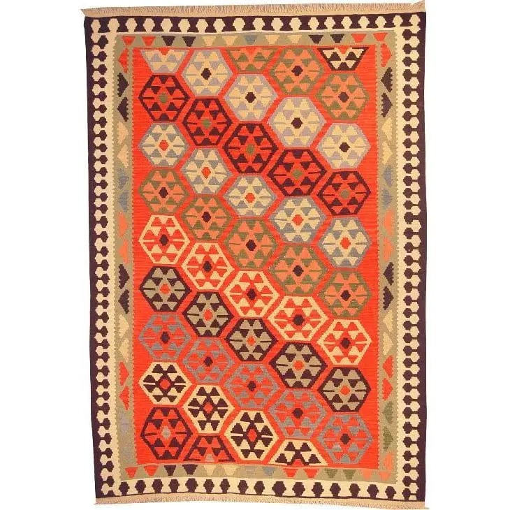 One Of The Kind Ardabil Persian Kilim 8'10" x 6'0": ABC Rugs Kilims Collection Ardabil Persian Kilim Collection And Modern Colorful Hand-Knotted Multi Area Kilim With Natural Wool And Cotton 8'10" X 6'0" Abck00133 Hand knotted and meticulously crafted 