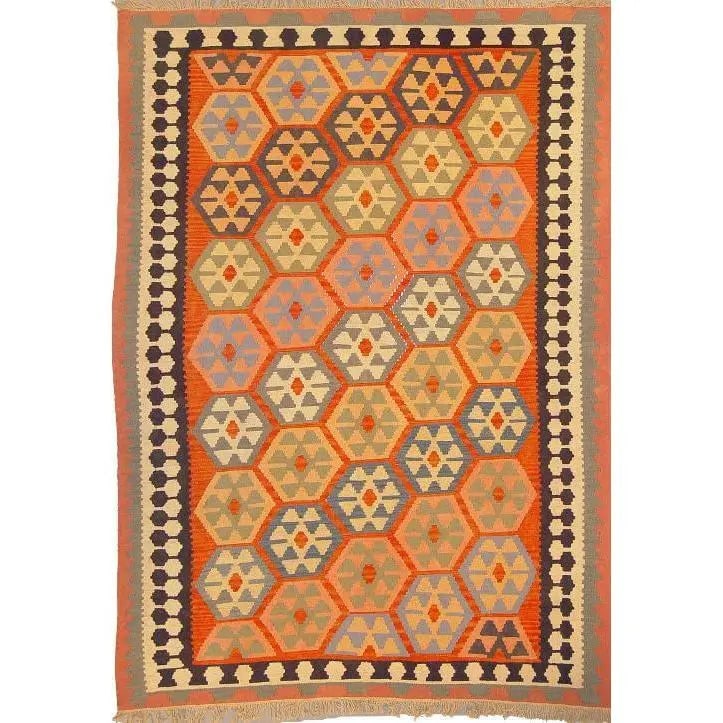 One Of The Kind Ardabil Persian Kilim 8'10" x 6'0": ABC Rugs Kilims Collection Ardabil Persian Kilim Collection And Modern Colorful Hand-Knotted Multi Area Kilim With Natural Wool And Cotton 8'10" X 6'0" Abck00126 Hand knotted and meticulously crafted 