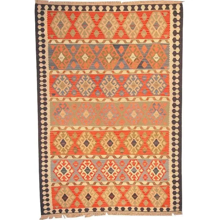 One Of The Kind Ardabil Persian Kilim 8'10" x 6'0": ABC Rugs Kilims Collection Ardabil Persian Kilim Collection And Modern Colorful Hand-Knotted Multi Area Kilim With Natural Wool And Cotton 8'10" X 6'0" Abck00120 Hand knotted and meticulously crafted 