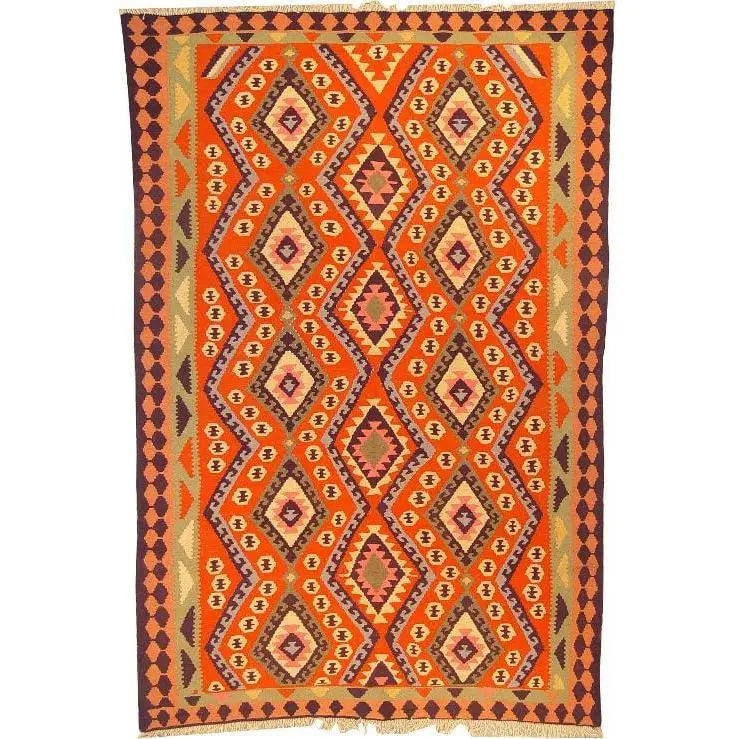 One Of The Kind Ardabil Persian Kilim 8'10" x 5'8": ABC Rugs Kilims Collection Ardabil Persian Kilim Collection And Modern Colorful Hand-Knotted Multi Area Kilim With Natural Wool And Cotton 8'10" X 5'8" Abck00179 Hand knotted and meticulously crafted 