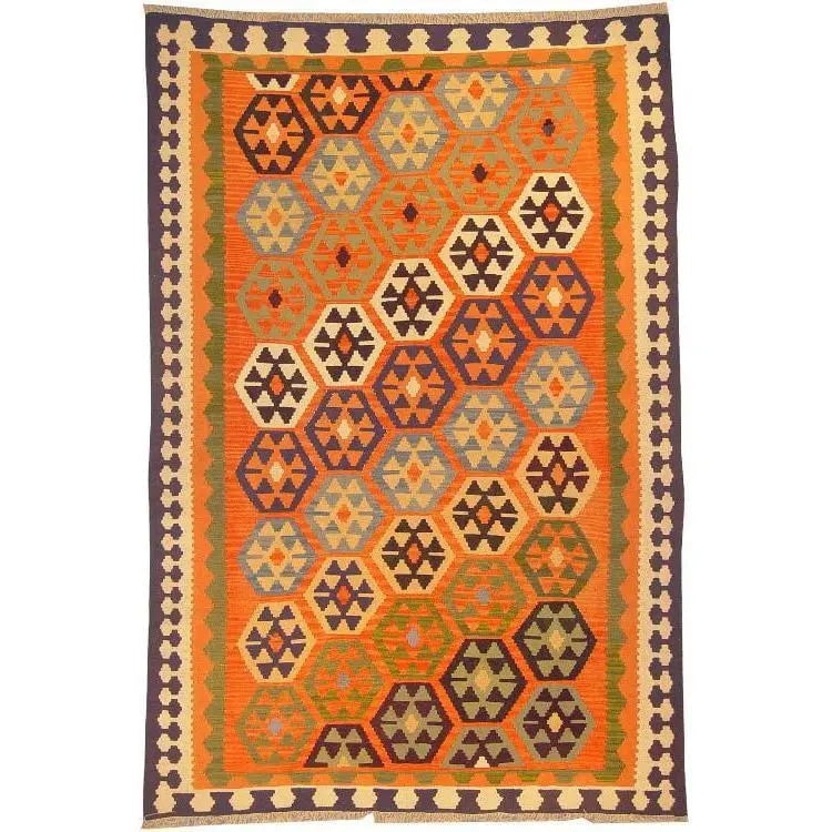 One Of The Kind Ardabil Persian Kilim 8'10" x 5'8": ABC Rugs Kilims Collection Ardabil Persian Kilim Collection And Modern Colorful Hand-Knotted Multi Area Kilim With Natural Wool And Cotton 8'10" X 5'8" Abck00168 Hand knotted and meticulously crafted 