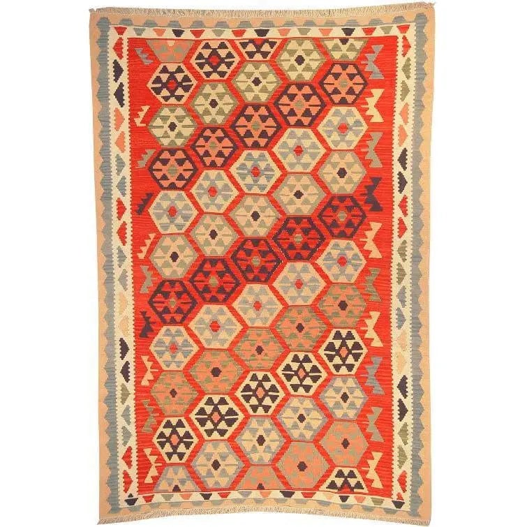 One Of The Kind Ardabil Persian Kilim 8'10" x 5'10": ABC Rugs Kilims Collection Ardabil Persian Kilim Collection And Modern Colorful Hand-Knotted Multi Area Kilim With Natural Wool And Cotton 8'10" X 5'10" Abck00173 Hand knotted and meticulously crafted