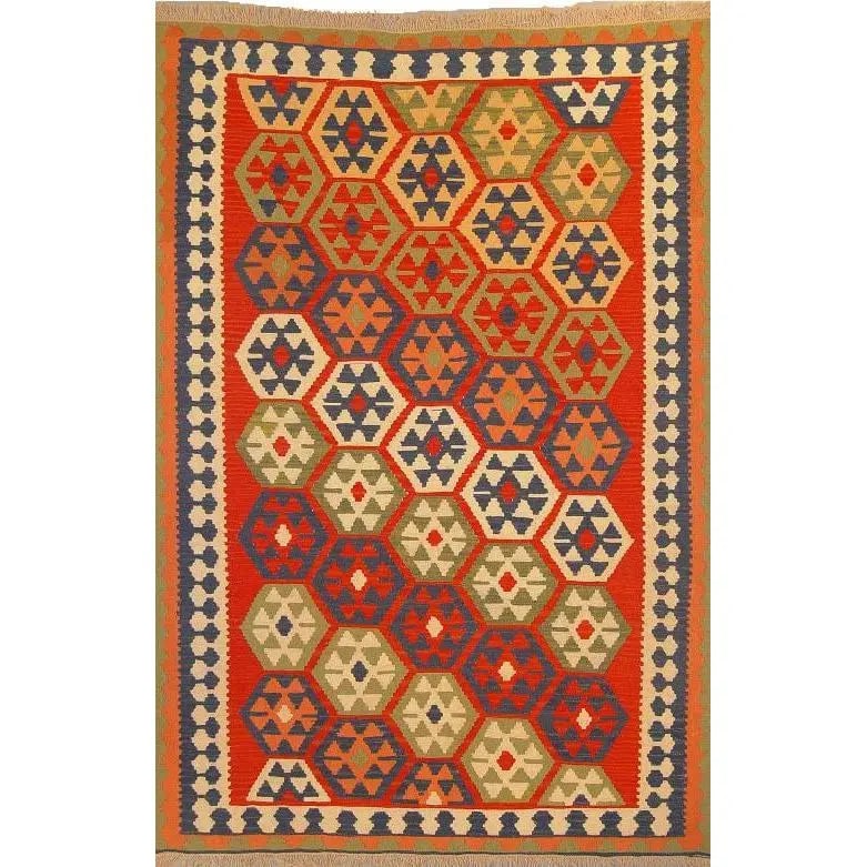 One Of The Kind Ardabil Persian Kilim 8'10" x 5'10": ABC Rugs Kilims Collection Ardabil Persian Kilim Collection And Modern Colorful Hand-Knotted Multi Area Kilim With Natural Wool And Cotton 8'10" X 5'10" Abck00166 Hand knotted and meticulously crafted