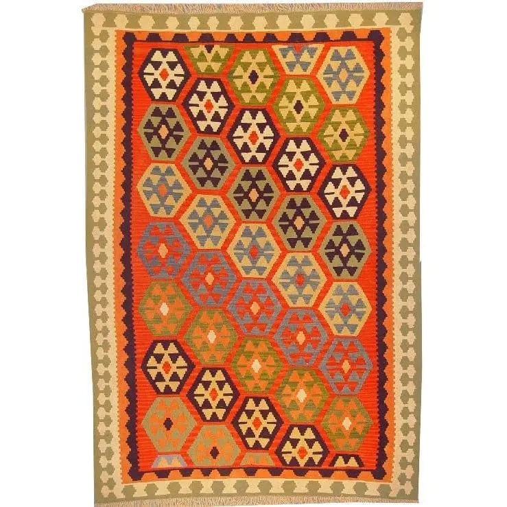 One Of The Kind Ardabil Persian Kilim 8'10" x 5'10": ABC Rugs Kilims Collection Ardabil Persian Kilim Collection And Modern Colorful Hand-Knotted Multi Area Kilim With Natural Wool And Cotton 8'10" X 5'10" Abck00157 Hand knotted and meticulously crafted