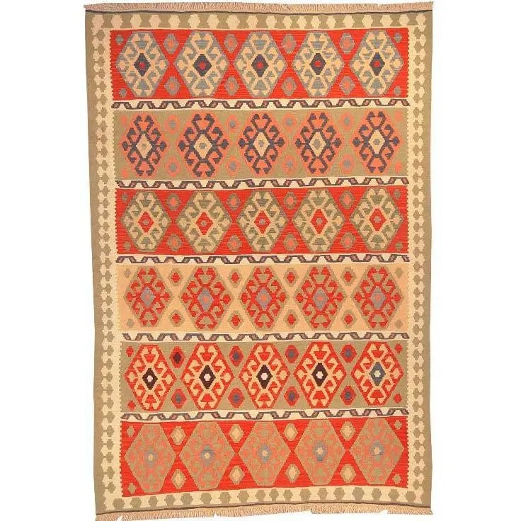 One Of The Kind Ardabil Persian Kilim 8'10" x 5'10": ABC Rugs Kilims Collection Ardabil Persian Kilim Collection And Modern Colorful Hand-Knotted Multi Area Kilim With Natural Wool And Cotton 8'10" X 5'10" Abck00154 Hand knotted and meticulously crafted