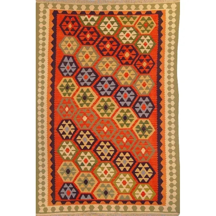 One Of The Kind Ardabil Persian Kilim 8'10" x 5'10": ABC Rugs Kilims Collection Ardabil Persian Kilim Collection And Modern Colorful Hand-Knotted Multi Area Kilim With Natural Wool And Cotton 8'10" X 5'10" Abck00129 Hand knotted and meticulously crafted