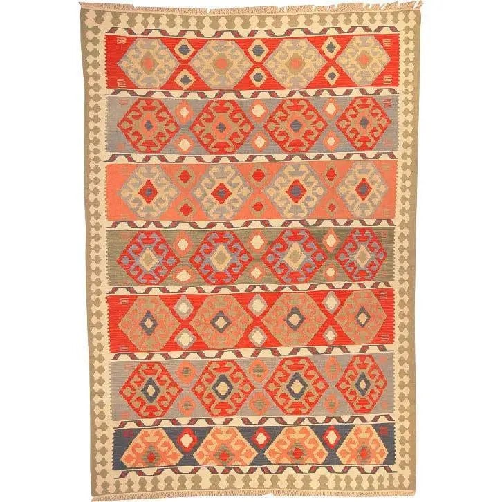 One Of The Kind Ardabil Persian Kilim 8'10" x 5'10": ABC Rugs Kilims Collection Ardabil Persian Kilim Collection And Modern Colorful Hand-Knotted Multi Area Kilim With Natural Wool And Cotton 8'10" X 5'10" Abck00121 Hand knotted and meticulously crafted