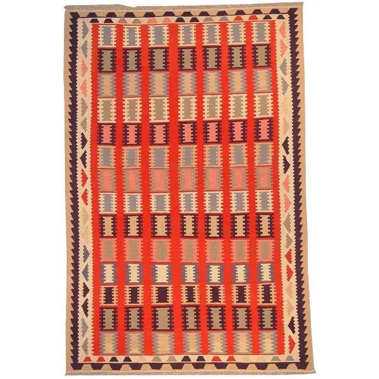 One Of The Kind Ardabil Persian Kilim 8'10" x 5'10": ABC Rugs Kilims Collection Ardabil Persian Kilim Collection And Modern Colorful Hand-Knotted Multi Area Kilim With Natural Wool And Cotton 8'10" X 5'10" Abck00106 Hand knotted and meticulously crafted