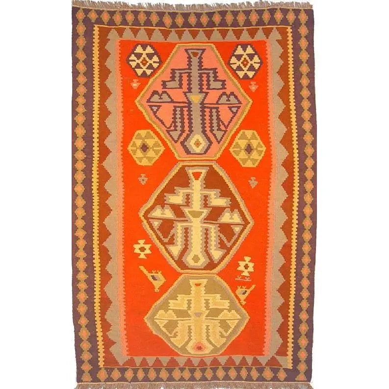 One Of The Kind Ardabil Persian Kilim 7'2" x 4'8": ABC Rugs Kilims Collection Ardabil Persian Kilim Collection And Modern Colorful Hand-Knotted Multi Area Kilim With Natural Wool And Cotton 7'2" X 4'8" Abck00256 Hand knotted and meticulously crafted b