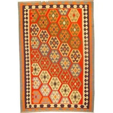 One Of The Kind Ardabil Persian Kilim 7'10" x 5'10": ABC Rugs Kilims Collection Ardabil Persian Kilim Collection And Modern Colorful Hand-Knotted Multi Area Kilim With Natural Wool And Cotton 7'10" X 5'10" Abck00123 Hand knotted and meticulously crafted