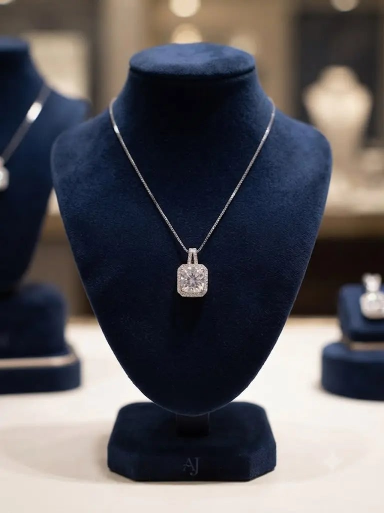 Exceptional Quality Sterling Silver-925, Gem Cubic Zirconia, Chain 18??, Weight 4.1 grams,: AAA+ Certified, Quality Sterling Silver-925, Gem Cubic Zirconia, Chain 18”, Weight 4.1 grams, ABC-SZ-1 Registered GIA Client for Natural Diamonds & Gemstones in the USA. Certificates of Authenti