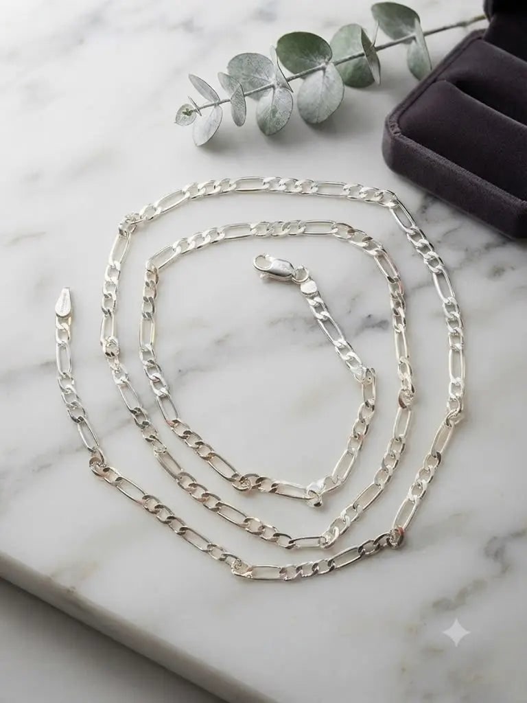Exceptional Quality Sterling Silver, Chain Size 70 cm/28?? inches, Chain style Fígaro Anchor,: AAA+ Certified, Quality Sterling Silver, Chain Size 70 cm/28” inches, Chain style Fígaro Anchor, Weight 8.5 grams, ABC-MB247 Registered GIA Client for Natural Diamonds & Gemstones in the USA. C