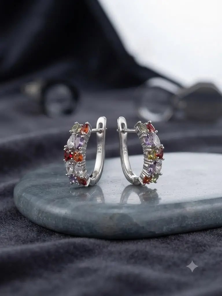 Exceptional Quality Sterling Silver-925, Gem zirconia, Hoop Earrings, Weight 6.4gm, ABC-65262-2: AAA+ Certified, Quality Sterling Silver-925, Gem zirconia, Hoop Earrings, Weight 6.4gm, ABC-65262-2 Registered GIA Client for Natural Diamonds & Gemstones in the USA. Certificates of Authenticity for 