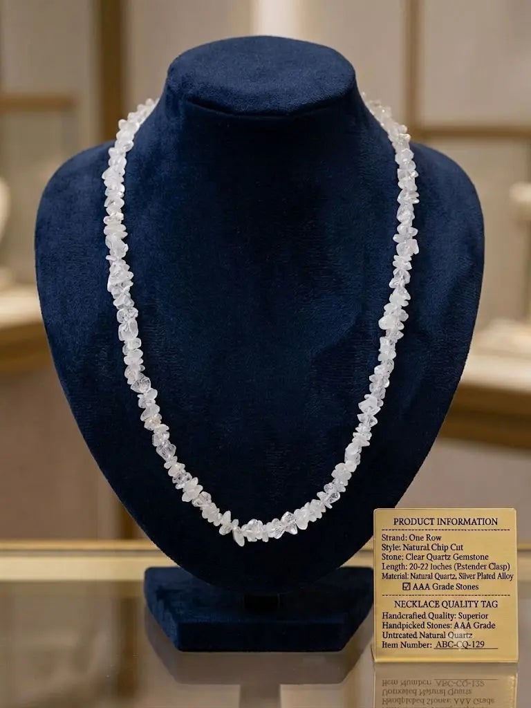Natural Chip Cut Quartz Gemstone Necklace, Length 20-22 inches (adjustable), ABC-CQ-129: Natural Chip Cut Quartz Gemstone Necklace, Length 20-22 inches (adjustable), ABC-CQ-129 Registered GIA Client for Natural Diamonds & Gemstones in the USA. Certificates of Authenticity for Our Hand-Kno