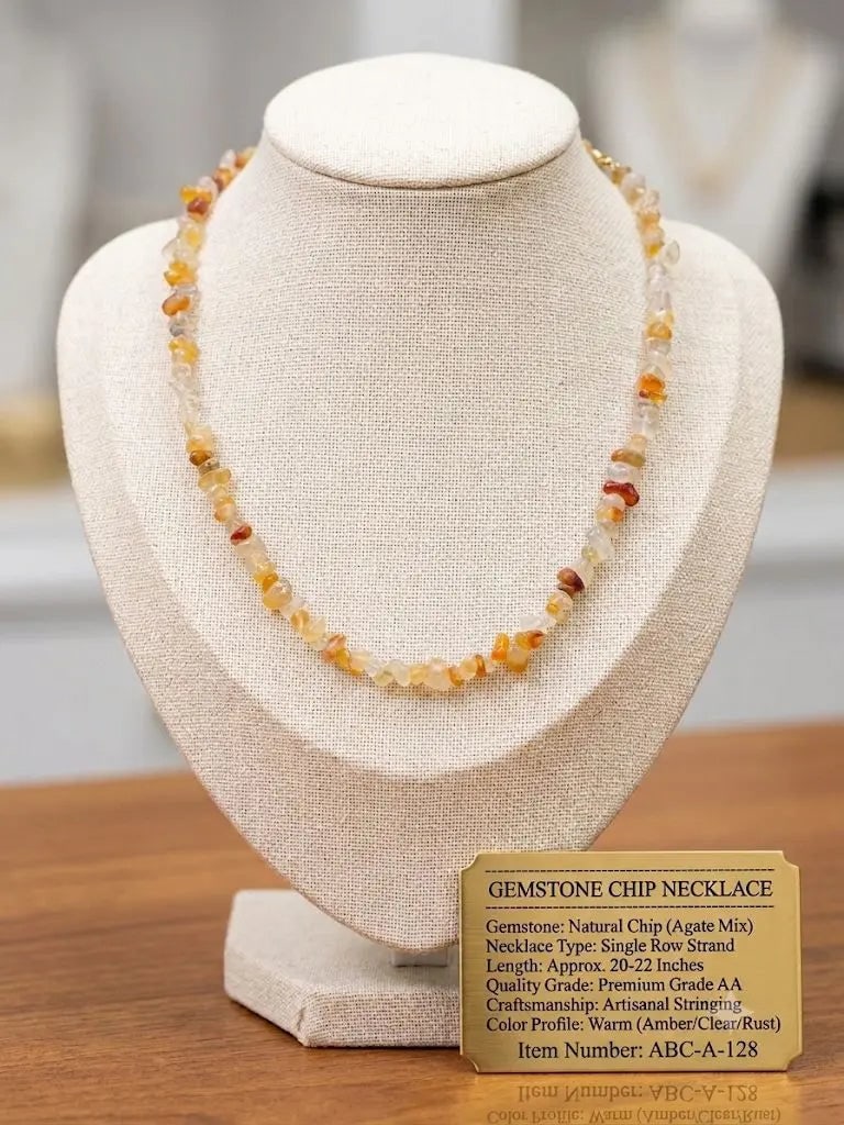 Natural Chip Gemstone Necklace, Stone Agate, Length 20-22 inches (adjustable), ABC-A-128: Natural Chip Gemstone Necklace, Stone Agate, Length 20-22 inches (adjustable), ABC-A-128 Registered GIA Client for Natural Diamonds & Gemstones in the USA. Certificates of Authenticity for Our Hand-Kn