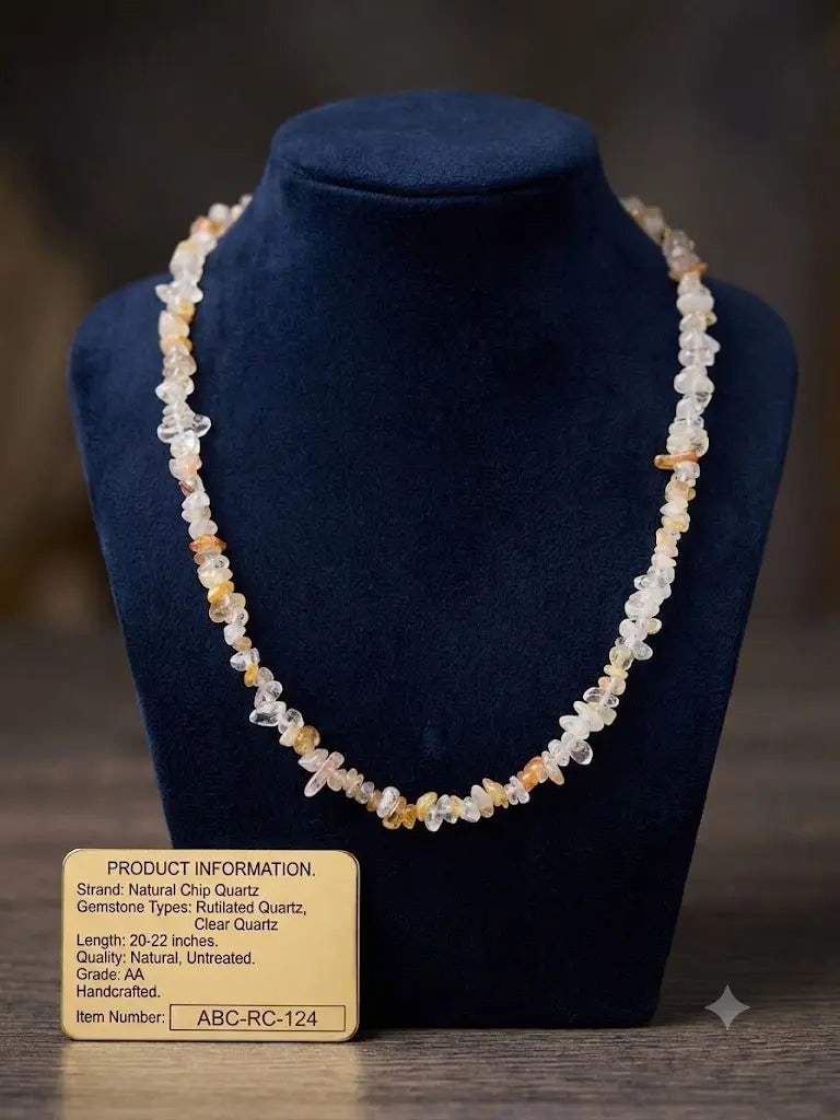 Natural Chip Quartz Gemstone Necklace, Length 20-22 inches (adjustable), ABC-RC-124: Natural Chip Quartz Gemstone Necklace, Length 20-22 inches (adjustable), ABC-RC-124 Registered GIA Client for Natural Diamonds & Gemstones in the USA. Certificates of Authenticity for Our Hand-Knotted