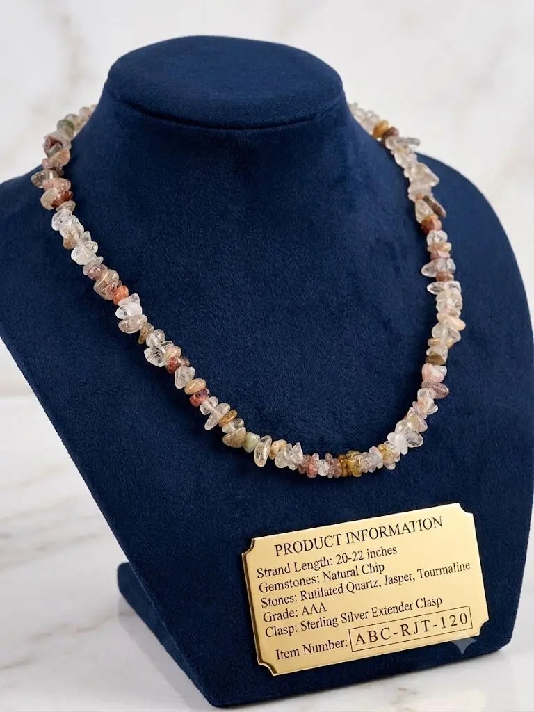 Natural Chip, Stone Jasper & Tourmaline, Length 20-22 inches (adjustable), ABC-RJT-120