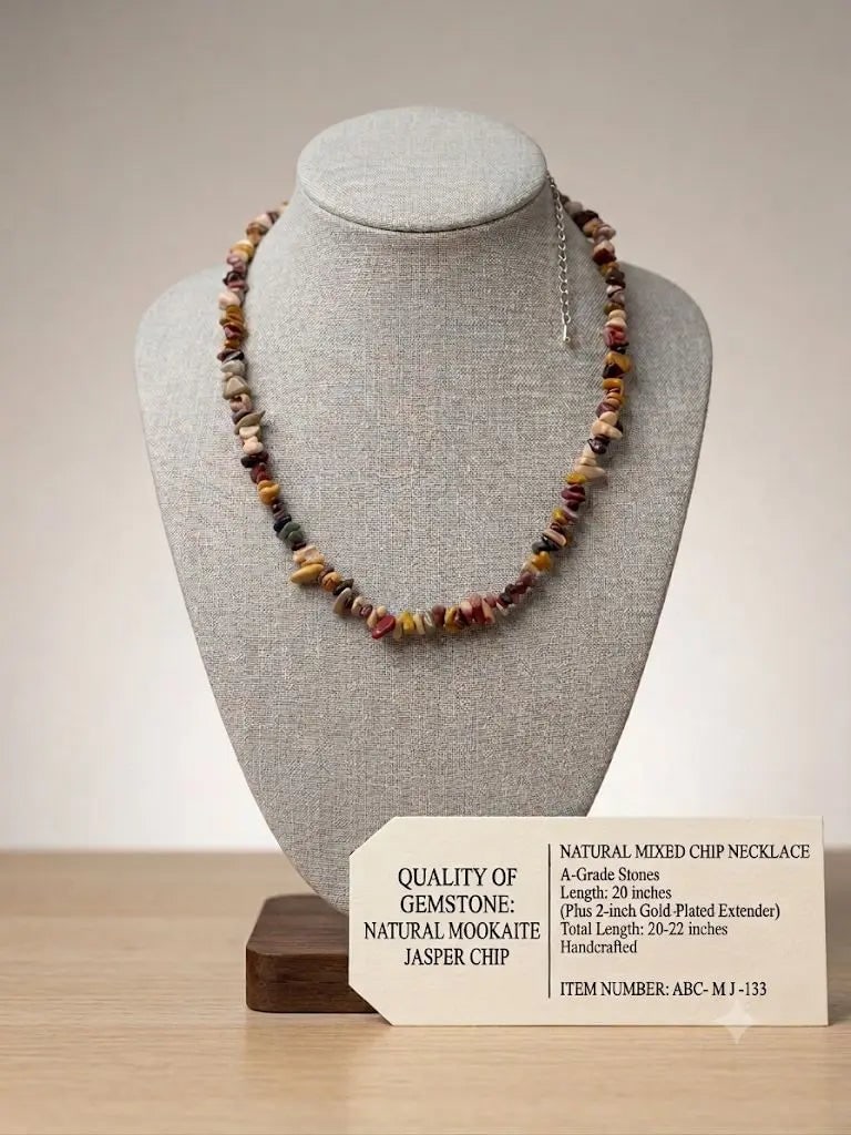 NATURAL MIXED CHIP NECKLACE, A-Grade Stones, Length 20-22 inches (adjustable), ABC-MJ-133: NATURAL MIXED CHIP NECKLACE, A-Grade Stones, Length 20-22 inches (adjustable), ABC-MJ-133 Registered GIA Client for Natural Diamonds & Gemstones in the USA. Certificates of Authenticity for Our Hand-K