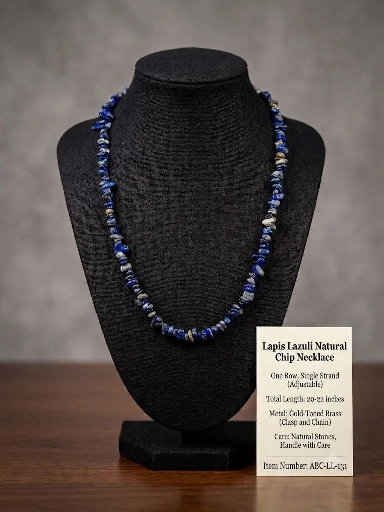 Lapis Lazuli Natural Chip Necklace, One Row, Single Strand, Length 20-22 inches (Adjustable),: Lapis Lazuli Natural Chip Necklace, One Row, Single Strand, Length 20-22 inches (Adjustable), ABC-LL-131 Registered GIA Client for Natural Diamonds & Gemstones in the USA. Certificates of Authenticity