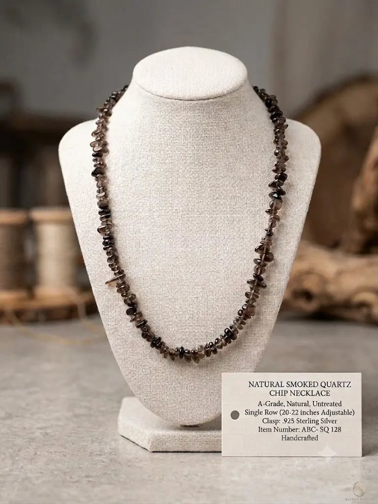 NATURAL SMOKED QUARTZ CHIP NECKLACE, A-Grade, Natural, Untreated, Length 20-22 inches (Adjustable),