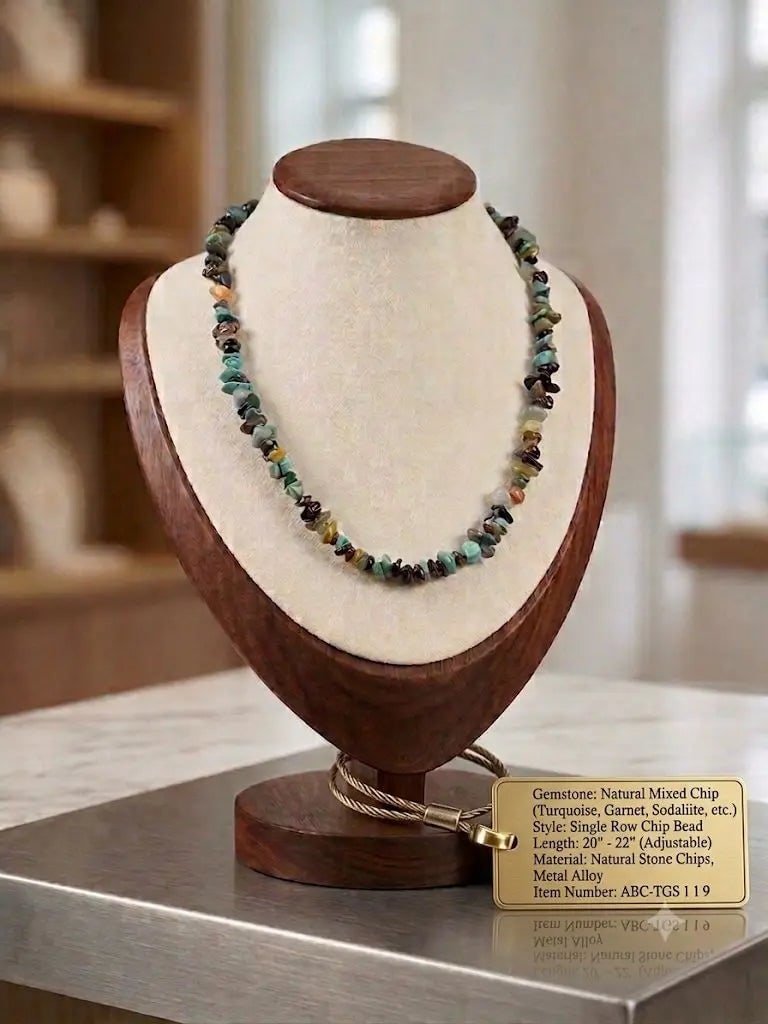 Gemstone Natural Mixed Chip Necklace, Single Row Chip Bead, Length 20-22 INCHES (Adjustable),: Gemstone Natural Mixed Chip Necklace, Single Row Chip Bead, Length 20-22 INCHES (Adjustable), ABC-TGS-119 Registered GIA Client for Natural Diamonds & Gemstones in the USA. Certificates of Authenticit