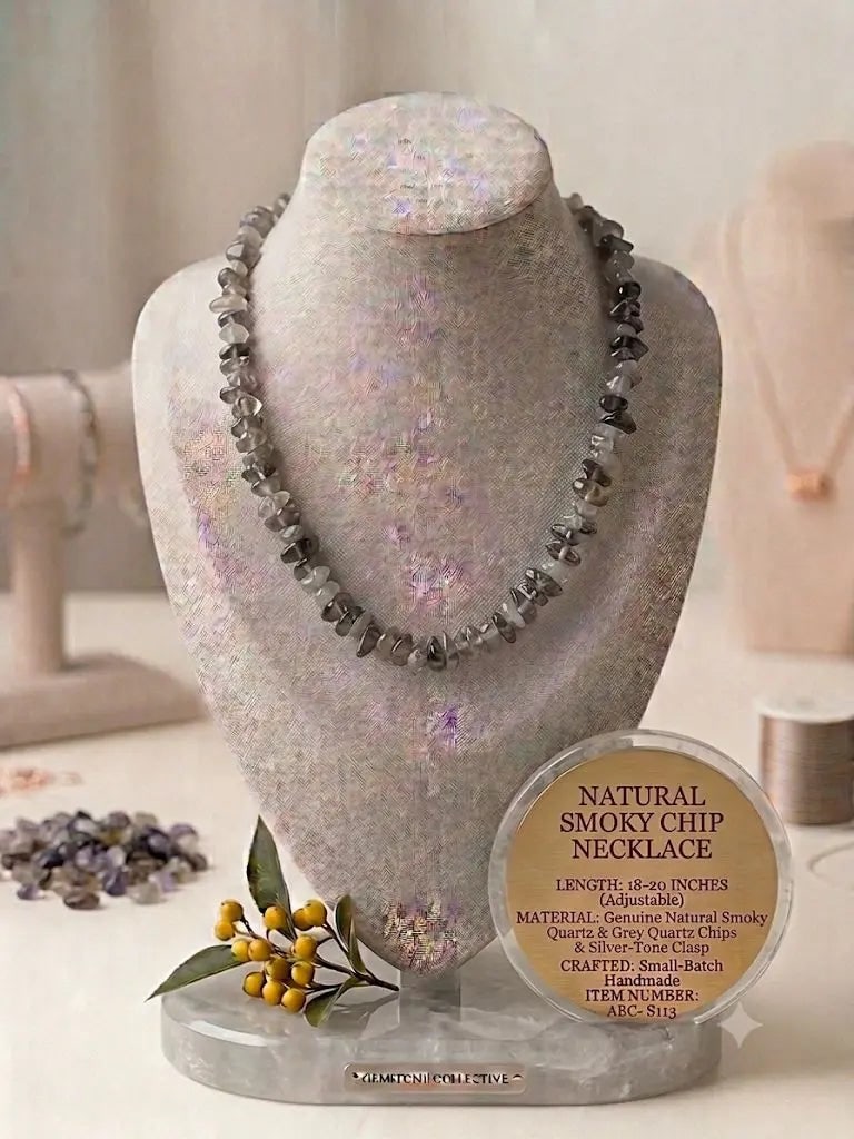 NATURAL SMOKY CHIP NECKLACE, LENGTH 18-20 INCHES (Adjustable), ABC_NEC_S113