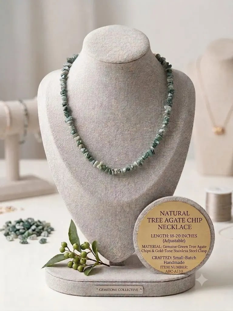 NATURAL TREE AGATE CHIP NECKLACE, LENGTH 18-20 INCHES (Adjustable), ABC_NEC_A110
