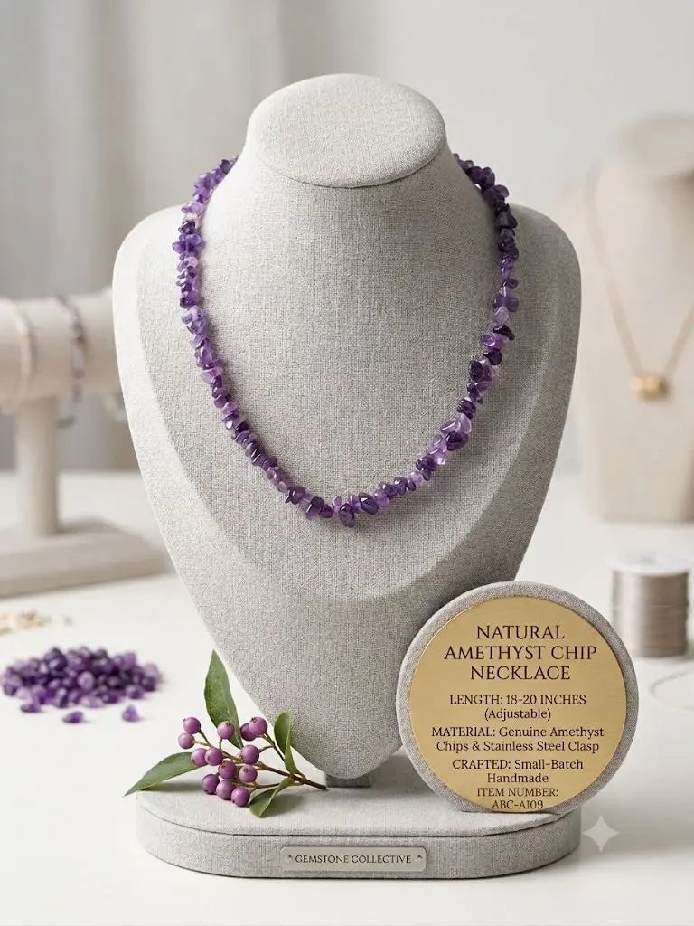 NATURAL AMETHYST CHIP NECKLACE, LENGTH 18-20 INCHES (Adjustable), ABC_NEC_A109 (1 of 1)