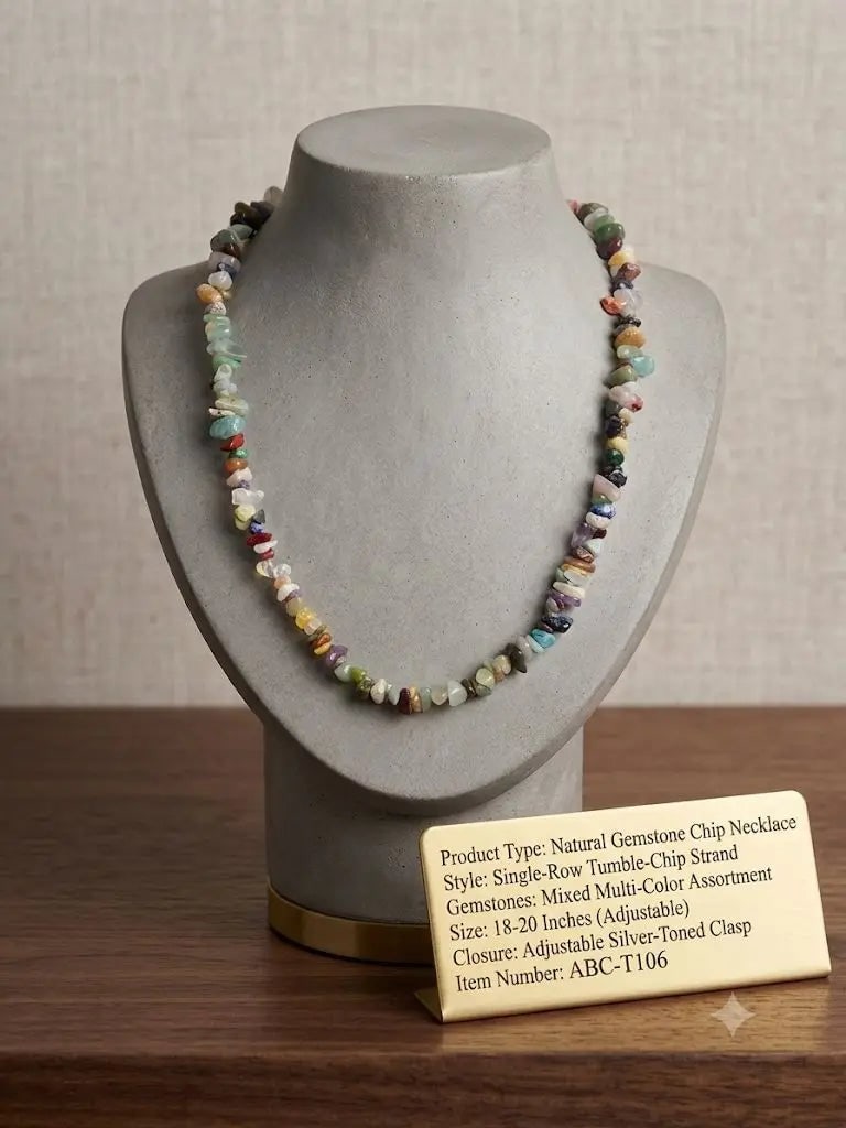 Natural Gemstone Chip Necklace, Gemstones Mixed Multi-Color Assortment, Size 18-20 Inches: Natural Gemstone Chip Necklace, Gemstones Mixed Multi-Color Assortment, Size 18-20 Inches (Adjustable), ABC_NEC_T106 Registered GIA Client for Natural Diamonds & Gemstones in the USA. Certificates of 