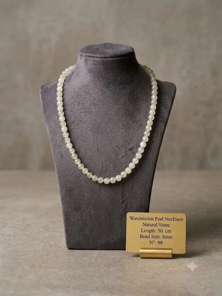 Watermelon Peel Necklace, Natural Stone, Length 50. cm, Bead Size 8mm, ABC_NEC_99 (1 of 1)