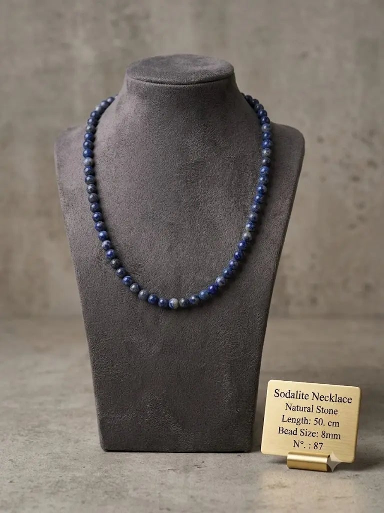 Sodalite Necklace, Natural Stone, Length 50. cm, Bead Size 8mm, ABC_NEC_87