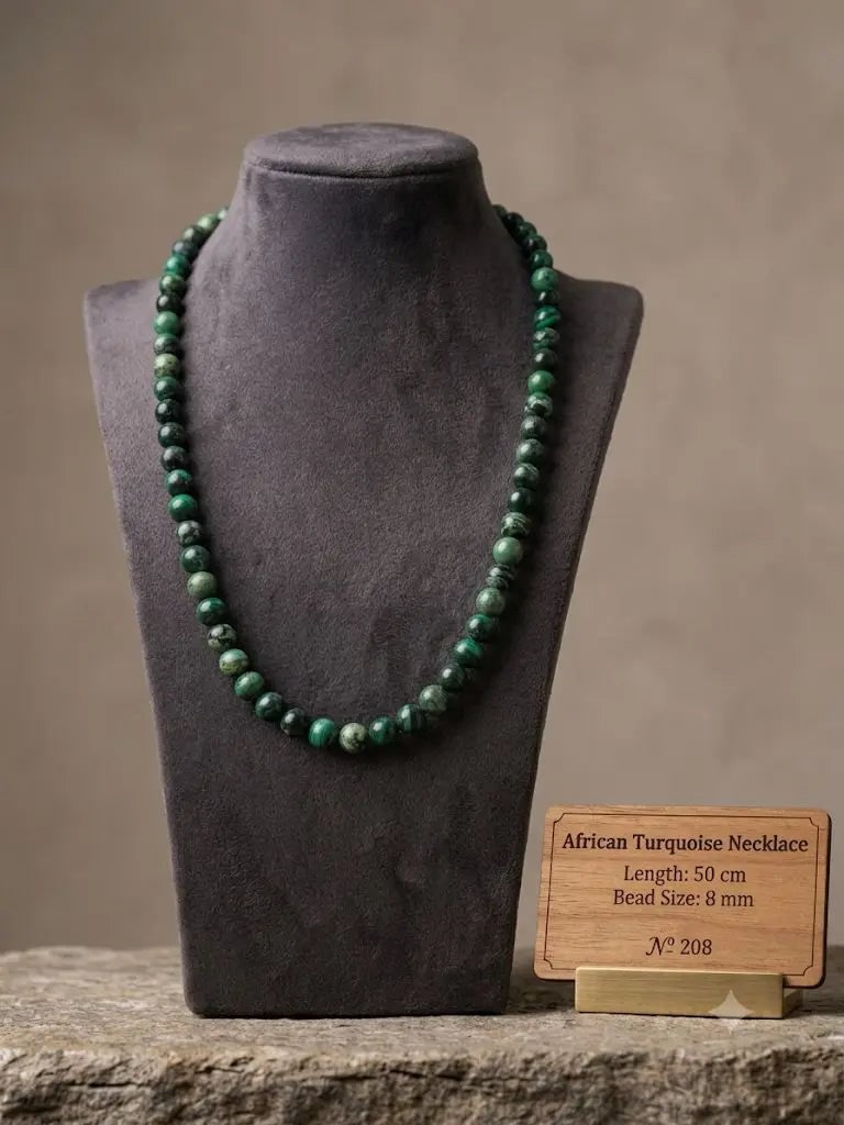 African Turquoise Necklace, Length 50 cm, Bead Size 8 mm, ABC_NEC_208: African Turquoise Necklace, Length 50 cm, Bead Size 8 mm, ABC_NEC_208 Registered GIA Client for Natural Diamonds & Gemstones in the USA. Certificates of Authenticity for Our Hand-Knotted Rugs & Kilims