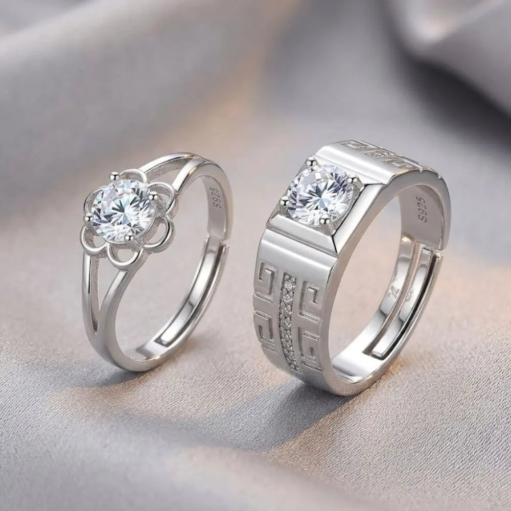 Exceptional Quality Silver - 925, Gem Zirconia, Size Adjustable, Weight 7.3 gms., ABC-RS106 ( Couple: AAA+ Certified, Quality Silver - 925, Gem AAA Zirconia, Size Adjustable, Weight 7.3 gms., ABC-RS106 ( Couple wedding Rings) We can arrange GIA certification and verification for vintage jewelry, diamo