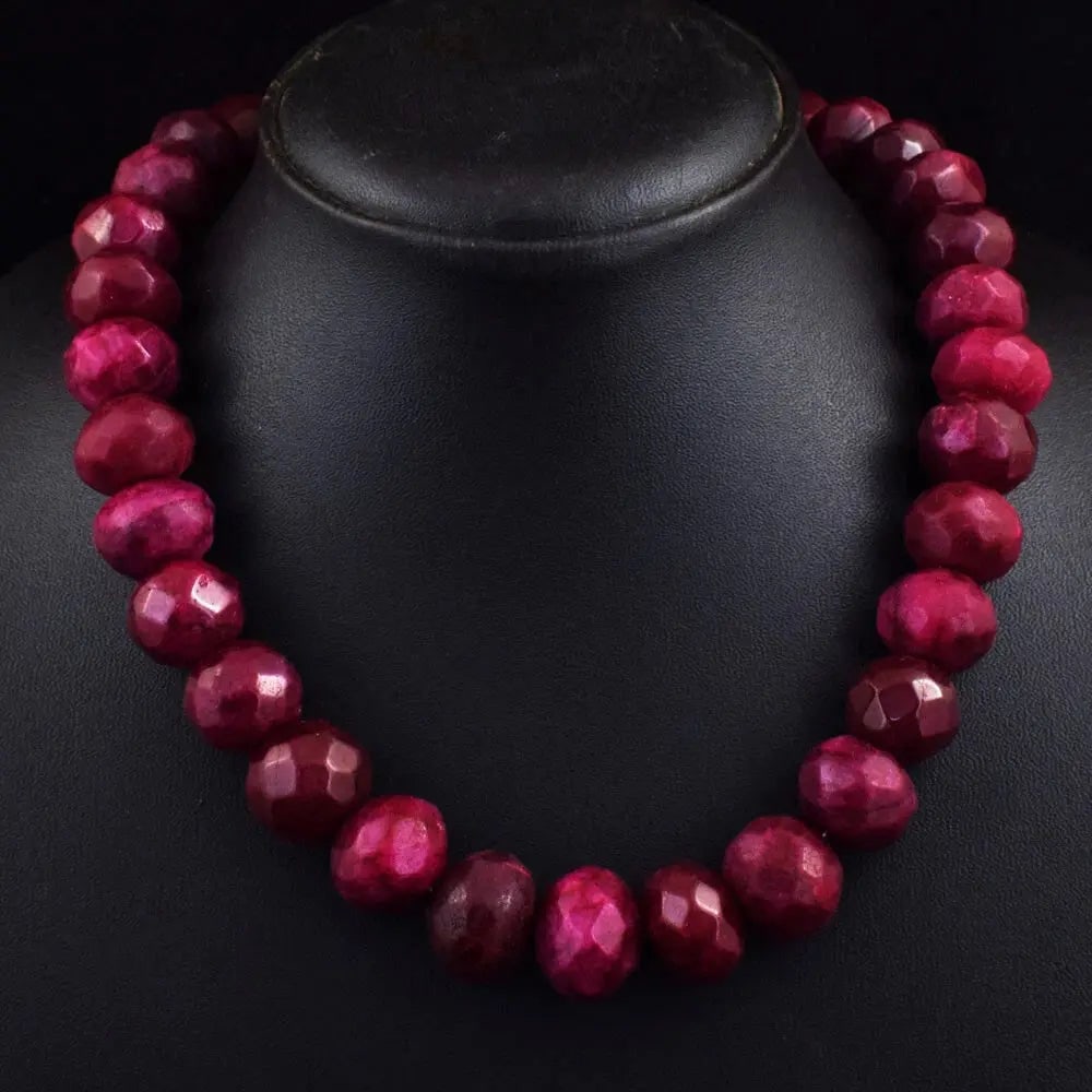 Exceptional Quality 989 Cts Earth Mined Single Strand Red Ruby Faceted Beads Necklace JK 30E376 (1 of 1)