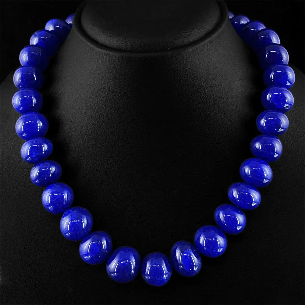 Exceptional Quality 934.00 CTS EARTH MINED SINGLE STRAND ENHANCED SAPPHIRE ROUND BEADS NECKLACE (1 of 1)