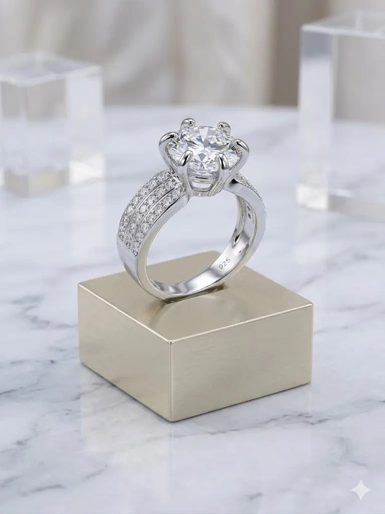 Exceptional Quality Silver - 925, Gem ZIRCONIA, Size 6, Weight 4.6gm., ABC-SR1333 (1 of 1)