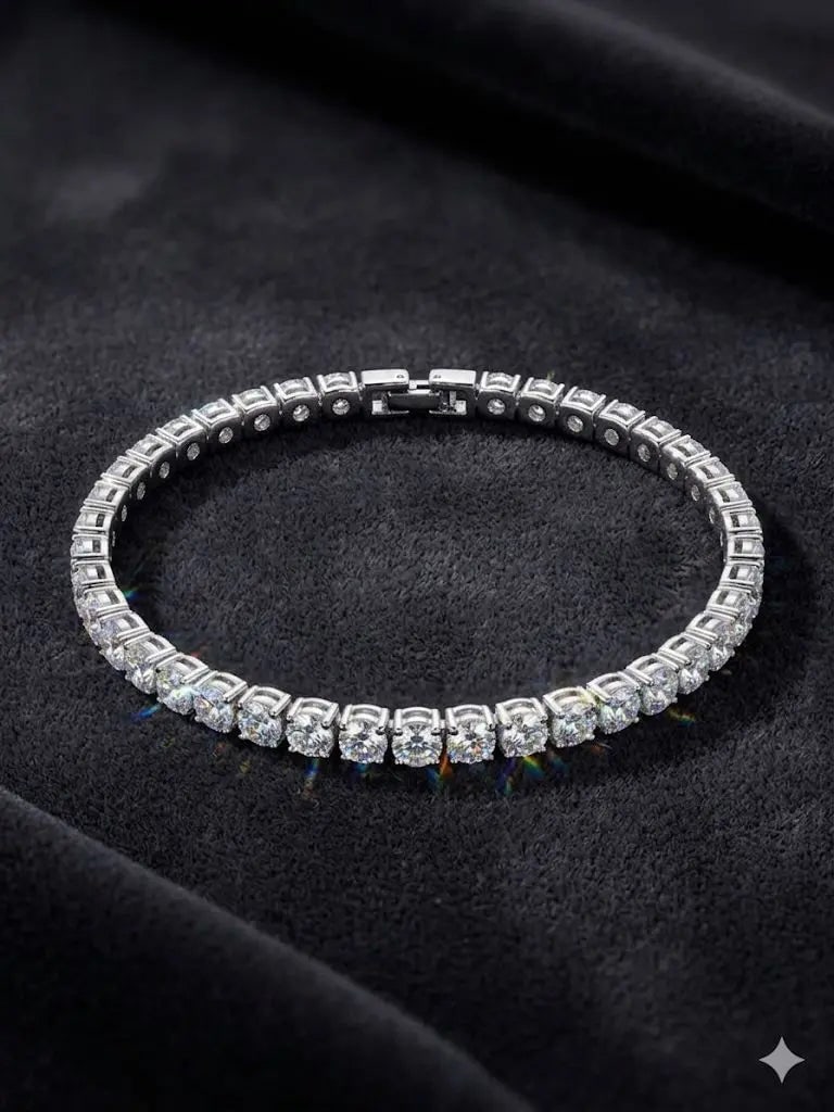 Exceptional Quality Silver - 925, Gem CZ (Tennis Bracelet), Size 19cm., Weight 7.3gm., ABC-S8204: AAA+ Certified, Quality Silver - 925, Gem CZ (Tennis Bracelet), Size 19cm., Weight 7.3gm., ABC-S8204 We can arrange GIA certification and verification for vintage jewelry, diamonds, and gemstones. The
