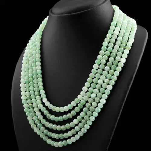Exceptional Quality 719.50 CTS 5 LINE GREEN AQUAMARINE UNTREATED ROUND BEADS NECKLACE Cus-Jew2: Our gemstones are organic, natural stones suitable for investment, collectors, and fine jewelry, each accompanied by an authentic certification. Our 925 silver pieces are rhodium-plated and finished w