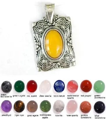 Handmade Stone Gemstone Pendant, Copper & Silver, with Chain, Stone Size 10*14mm, Vin-Pen119: Registered GIA Client for Natural Diamonds & Gemstones in the USA. Certificates of Authenticity for Our Hand-Knotted Rugs & Kilims. Please call 818-377-1210 for availability. Lifetime Exchange Warrant