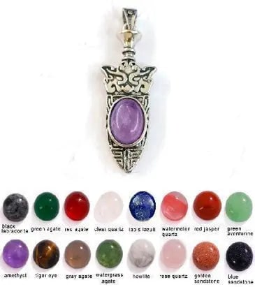 Handmade Stone Gemstone Pendant, Copper & Silver, with Chain, Stone Size 10*12mm, Vin-Pen88: Registered GIA Client for Natural Diamonds & Gemstones in the USA. Certificates of Authenticity for Our Hand-Knotted Rugs & Kilims. Please call 818-377-1210 for availability. Lifetime Exchange Warrant