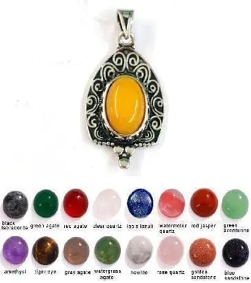 Handmade Stone Gemstone Pendant, Copper & Silver, with Chain, Stone Size 10*14mm, Vin-Pen83: Registered GIA Client for Natural Diamonds & Gemstones in the USA. Certificates of Authenticity for Our Hand-Knotted Rugs & Kilims. Please call 818-377-1210 for availability. Lifetime Exchange Warrant
