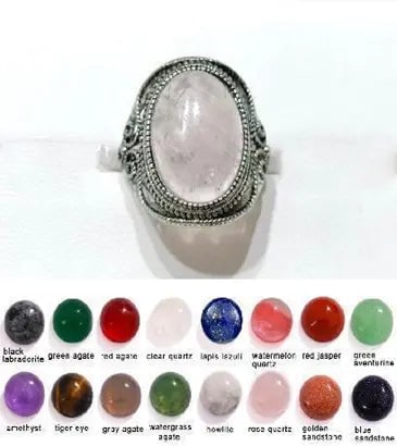 Handmade Stone Gemstone Rings with Copper & Silver, Stone Size 10*14mm, Vin-Rin43: Registered GIA Client for Natural Diamonds & Gemstones in the USA. Certificates of Authenticity for Our Hand-Knotted Rugs & Kilims. Please call 818-377-1210 for availability. Lifetime Exchange Warrant